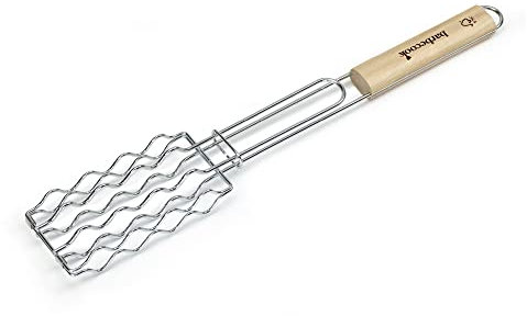 Barbecook Grille barbecue pour saucisses, Acier Chromé/Bouleau FSC, 51 cm, Argent