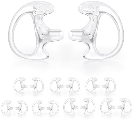 zeadio 8-Pair Pro-Grade Covert Surveillance Earbud, Replacement Ear Insert, Silicon Earmold Earplug for Two-Way Radio Earpiece Audio Coil Tube, Compatible with Motorola/Kenwood (16pcs)