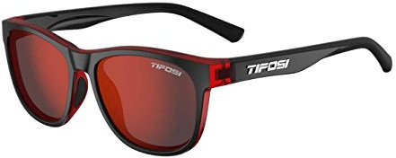 Tifosi Swank Single Lens Sunglasses: Classic style, lightweight and durable for daily use, Crimson/Onyx/Smoke Red