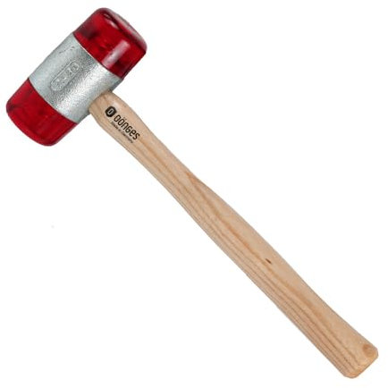 Dönges Rückschlagfreier Schonhammer mit lackiertem Eschenstiel | Ø 60 mm | 1380 g | Austauschbare Köpfe in Rot | Made in Germany | Kunststoffhammer, Gummihammer, Multifunktionshammer