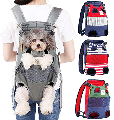 Dog Carrier Backpack, Pet Front Carrier Backpack Legs Out Dog Chest Carrier for Small Medium Dogs, Hands-Free Cat Backpack Carrier Dog Travel Backpack Airline Approved Hiking Bike Motorcycle