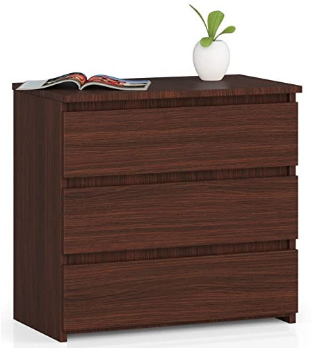 AKORD Kommode CL-3 mit 3 Schubladen | für das Wohnzimmer Schlafzimmer Schrank Büro Arbeitszimmer | Modernes Funktionales Design | B60 x H57 x T35 cm, Gewicht 26 kg | Wenge
