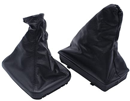 SHLPDFM Schaltsack Schaltmanschette + Handbremsmanschette Echtleder Schwarz für Opel CORSA C 2000-2006