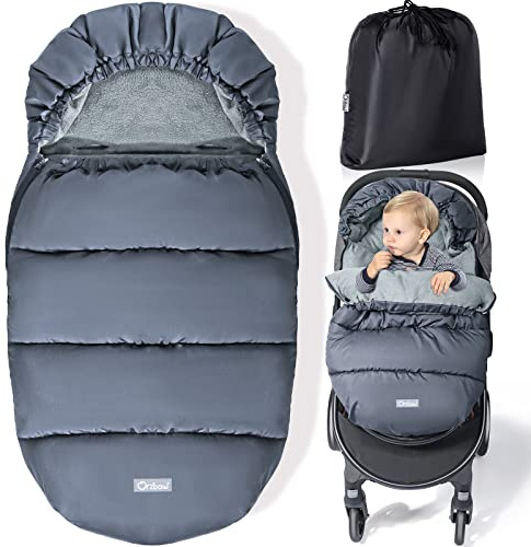 Orzbow Footmuff for Pushchair Universal Footmuff for Stroller, Adjustable Pushchair & Pram Footmuffs with Warm Liner, Machine Washable and Detachable, Waterproof Fabric, Grey