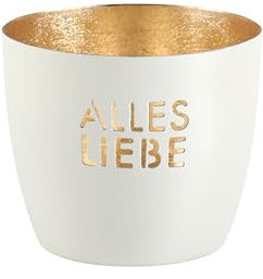 Gift Company Windlicht Madras Alles Liebe weiß/Gold Eisen Höhe 8,5 cm