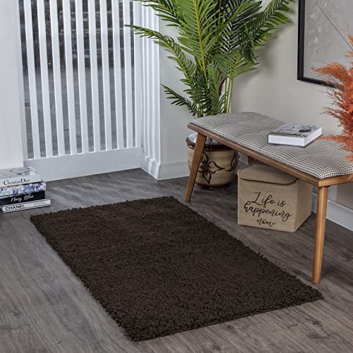 Surya Home Shaggy Berber Teppich - Flauschiger Teppich für Wohnzimmer, Esszimmer, Schlafzimmer, Langflor Hochflor Teppich flauschig - Teppich groß 100x200 cm, Wohnzimmerteppich in Braun