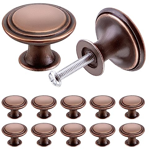 TsunNee Lot de 24 boutons d'armoire vintage chic - Poignées de placard de cuisine de style antique - Rond - 30 mm