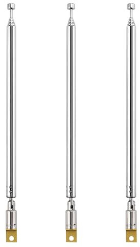 VooGenzek 3 Pièces 75cm 7 Sections Antenne Télescopique, Antenne Télescopique Portable FM, Antennes Radio FM Télescopiques Portables, pour TV Dab AM/FM Réception Stéréo