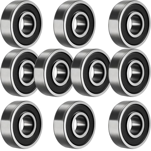 TUZUK Set med 10 kullager 6201-2RS förseglade 12 x 32 x 10 mm försmorda dubbeltätning krom stål spårat kullager 6201RS