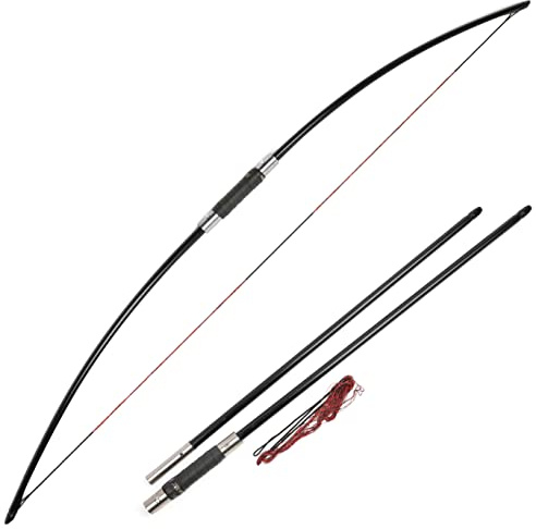 SHARROW Bogenschießen Langbogen Jagdbogen Traditioneller Recurvebogen Pferdebogen Takedown Englischer Longbow 25-100lbs Taktischer Überlebensbogen für Erwachsene (Typ 1, 120lbs)