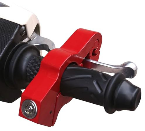 Verrouillage du Guidon de Moto avec 2 clés, Guidon Moto Verrouillage Frein D'accélérateur Verrouillage Serrure de Poignée Antivol Verrouillage pour Scooter et VTT… (rouge)