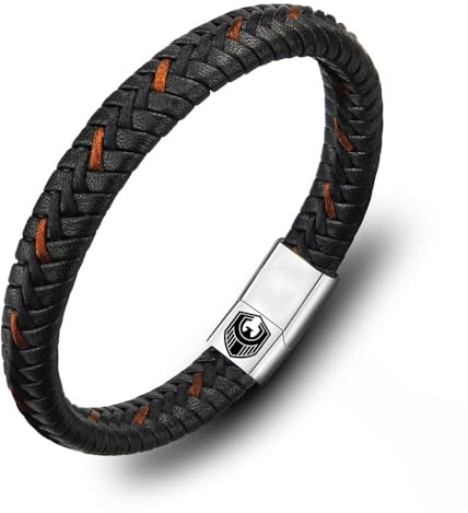 Pulsera de Cuero Hecha a Mano Pulsera De Cuero Para Hombres Pulsera de Cuero Para Hombres Pulsera de Acero Inoxidable Trenzada y Regalo Creativo