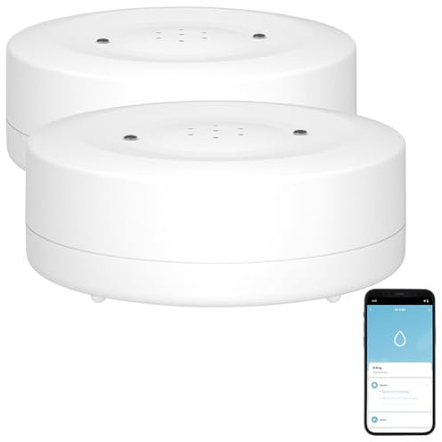 Luminea Home Control Wasseralarm: 2er-Set WLAN-Wassermelder, lauter Alarm, App-Benachrichtigung weltweit (Smarte Wassermelder, Wassermelder Alexa kompatibel, Waschmaschine)