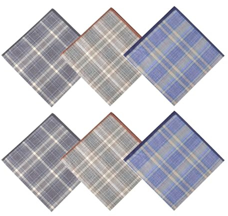 EEEKit Herr Näsdukar, 6-pack Tjocka Bomulls Näsdukar med Klassiskt Rutigt Mönster för Bröllopspresenter, 40cm x 40cm
