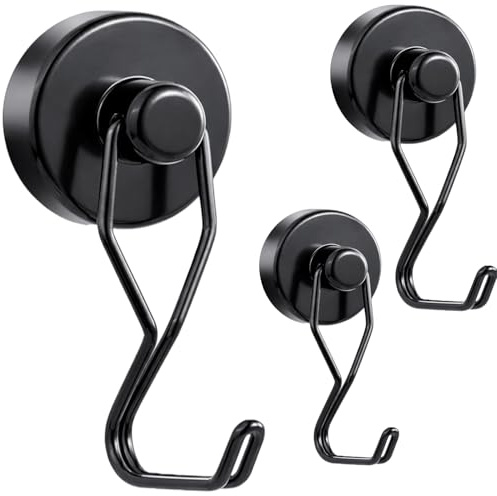 Tohoer Magnetic Hooks, 100LBS Neodymium Magnets Hook Heavy Duty with Rust Proof for Fridge, Refrigerator, Oven, Grill, BBQ, Key, Tools Holder, Kitchen, Outdoor, Hanging Wreaths, Utensil Hangers