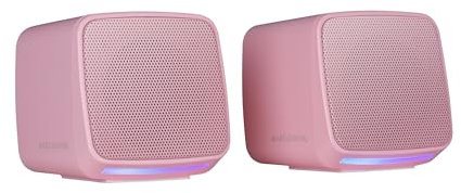 MARSGAMING MS-PRO, Altoparlanti Compatti 10W, RGB Flow Dinamica, Altoparlante PC con Controllo del Volume e Ingresso Jack 3.5mm, Altoparlanti Gaming Compatibili PC/Mac/Smartphone/Tablet, Rosa