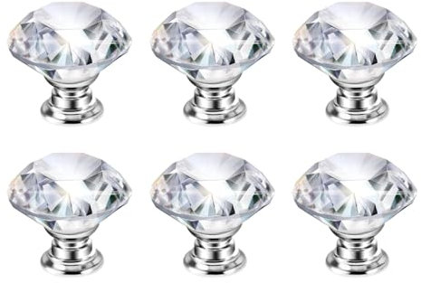SIRLOMU 6 Pezzi Maniglie per Mobile, Maniglie per Armadi, Maniglie per Porte, Maniglie per Armadi (cristallo)