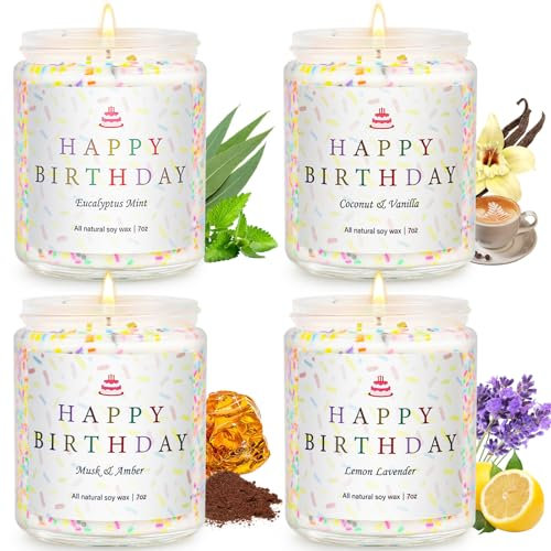 Kerze im Glas 4 Stück Geschenkidee Geburtstagsgeschenk Geschenkset Frauen Kerzen Aromatherapie Duftkerzen Kerzenset als Geburtstag Kerze Duft für Frau,Freundin,Mütter Kerzengeschenke für sie und ihn