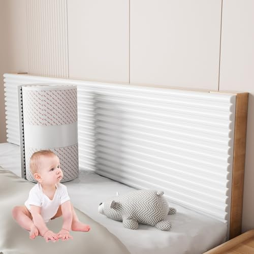 Wall Padding for Kids Autism - Soft Padded Wall Panels for Bedroom/Playroom/Nursery, DIY Cutting Upholstered Wall Panels Peel and Stick Headboard Self-Adhesive, Thickening Insulate(White,7.9 x 78.7)