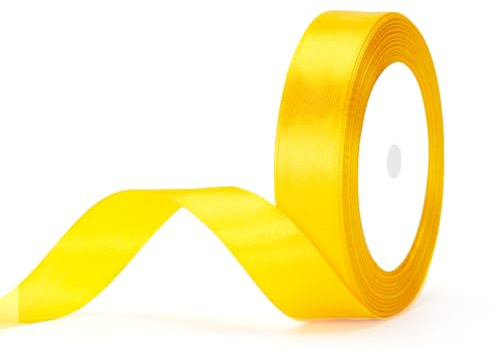 G2PLUS 20mm Gold Yellow Ribbons: 22m Gift Wrapping Ribbon | for Christmas Wrap, Crafting, Bows Making, Cake Decorating, Birthday and Wedding Party Decoration