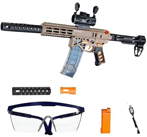 FunBlasters Gel Blaster Gun MK7 – Automatische Elektrisch Wasserpistole – 20.000 Bälle Wasserperlen und Brillen – Watersoft Leistungsstarkes Gewehr Waffe Hydrogel Waffen – Erwachsene Gelfire Wasser