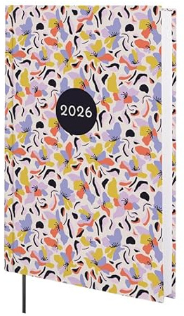 Finocam – Agenda 2026 1 Jour par page | Janvier – Décembre (12 mois) | Agenda annuel 2026 avec élastique et signet en ruban tissé | Couverture rigide Porto Design – Mauve – International