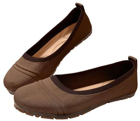 Zapatos náuticos para mujer, para diabéticos, para mujer, zapatos informales, zapatos de verano, elegantes, de punto, ortopédicos, para caminar, caminar, transpirables, cómodos, ligeros, planos, café