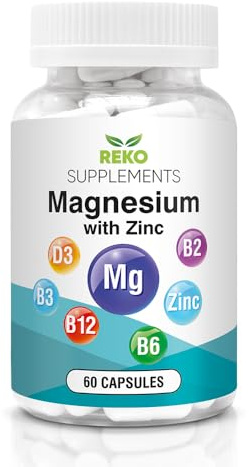 Magnesium Complex 7 in 1 with Zinc Vitamin B12 High Strength Vitamin B6 B2 Riboflavin B3 Niacin Vitamin D3 Muscle Bone Health Tiredness Sleep Supplements Vegan Capsules 2 Months Supply