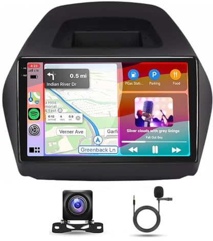 Android-bilradio 2 Din för Hyundai Tucson ix35 2010-2015 Bluetooth GPS-navigering, 10-tums pekskärm Radio med trådlös Carplay Android Auto DAB DSP WiFi backkamera FM/RDS 4+64G