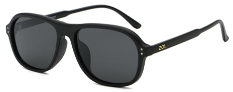 ZOL URBAN Occhiali da Sole Unisex Polarizzati UV400, Montatura in Policarbonato Leggera e Resistente, Cerniere Rinforzate, Design Moderno per Guida, Viaggio e Tempo Libero (Matte Black)