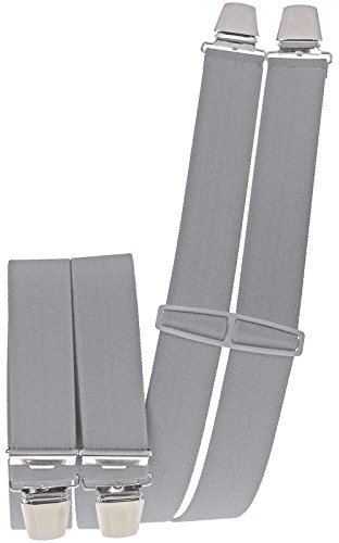 Harrys-Collection Herren Hosenträger 4 Extra Starken Clips uni, Hellgrau, Einheitsgröße