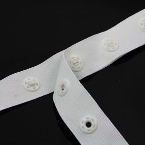 Beads4crafts Popper Snap Stud Press Fastening Sewing Duvet Cover Tape Black Or White, Colour: White Ht532, Quanity/Price: 1 Metre