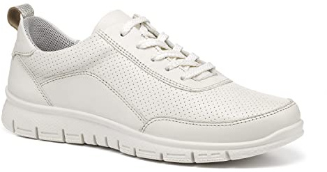 Hotter Women's Gravity II Lace Up Trainers Leather Lace Up Adult Active Shoes Casual Shoe Sneakers, Warm White, 5.5 UK