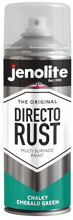 JENOLITE Directorust Chalky Spray Paint | EMERALD GREEN | 400ml | Multi-Surface Chalky Finish Spray Paint | Ideal For Furniture, Ornaments, Picture Frames | Interior & Exterior Use | PANTONE 334U