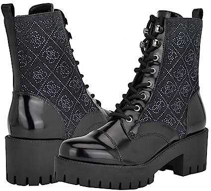 GUESS Bottes de combat Watie pour femme, Denim noir 002, 38 EU