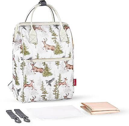 SONARIN Grande Capacité Élégant Sacs à Dos à Langer pour Bébé,Sacs à Langer Multifonctionnel Imperméable Sac à Couches de Voyage avec Matelas à Langer & Crochets de Poussette(Cerf)