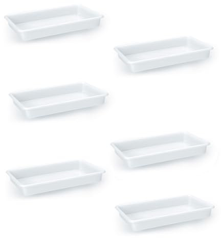 Acan Tradineur - Pack de 6 bandejas rectangulares para frigorífico, Polipropileno Resistente, hostelería, Fabricadas en España - 2,1 litros -34 x 20,5 x 4,5 cm - Blanco