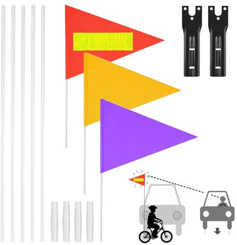 3 Stück Fahrradfahne 120cm Fahrradwimpel Fahne Fahrradanhänger Wimpel Fahrradanhänger für Fahrradt Karts (Orange Gelb Lila)