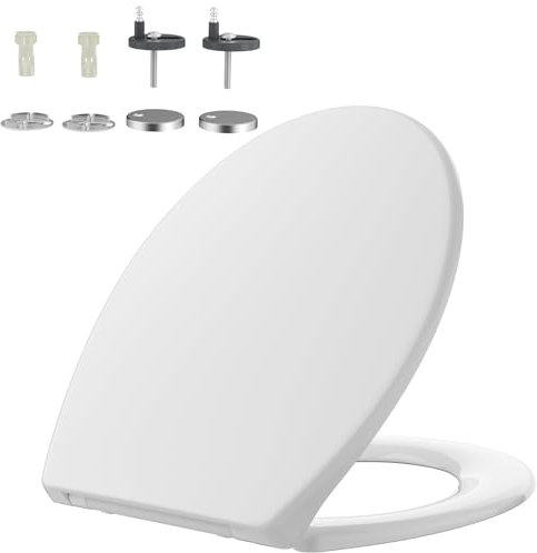 Rainsworth Nano Glaze Toilettendeckel Form O,Urea Formaldehyd Wc Sitz Mit Absenkautomatik,Ergonomisch Gestalteter Antibakterieller Toilettensitz,Universal Weiße Klodeckel