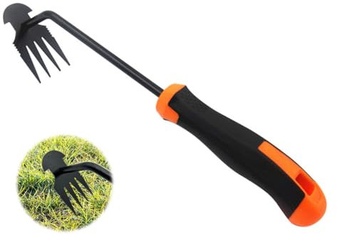 Hitopin 1PCS Desmalezador 4 Dientes,Extractor de Malas Hierbas Manual,Weeder de Mano de Jardin,Herramientas para Eliminar Malas Hierbas Jardineria para Plantar al Aire Libre,Jardín,Césped(Negro)