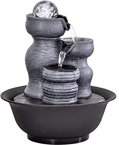 office ornaments Tabletop fountain Resin Decorative Fountain Indoor Fountain Creative Desktop Decoration Statue Mountain Stone Feng Shui Fountain Tabletop Fountains Desktop fountain