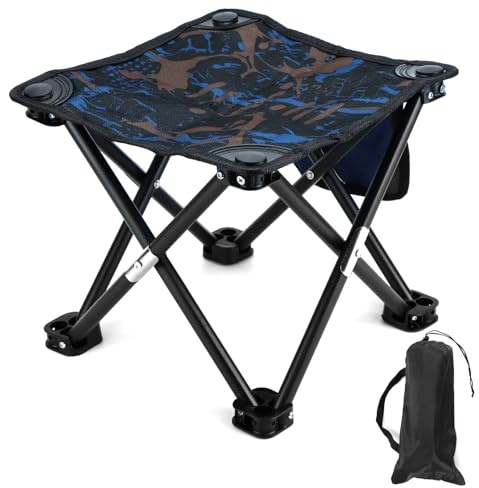 QWORK® Camping Stool, 28x28x24cm Folding Stool with Carry Bag, Portable Stool, for Outdoor Camping, Fishing, Picnics, and BBQs