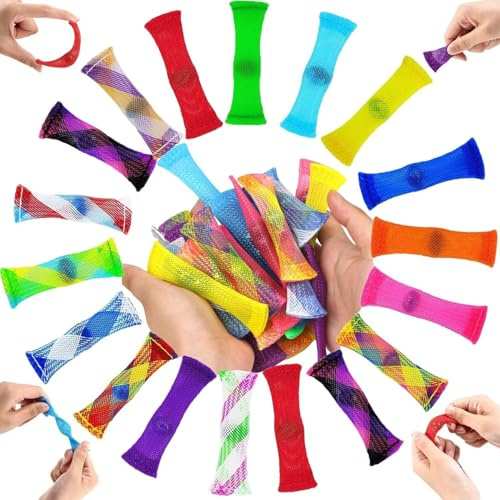 Norhogo 18 Pièces Objet Anti Stress, Fidgets en Marbre Apaisants pour Augmenter La Concentration, Fidget Toys en Maille de Marbre pour Soulager Le Stress