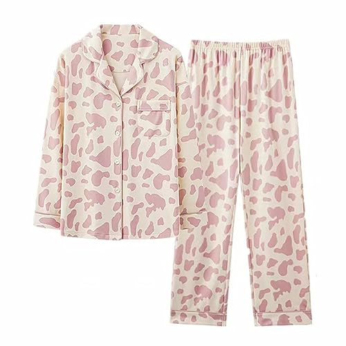 Nattlinnen för kvinnor bomull långärmad långt nattlinne med knappar pyjamas tvådelad pyjamas stora storlekar hemmadräkt långärmad nattkläder 2-delad pyjamas-set damnattskjortor fritidsoverall