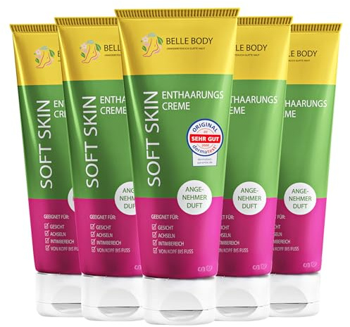 Belle Body Enthaarungscreme für Gesicht, Achseln & Intimbereich 5x100ml – Schnell, Schmerzfrei & Langanhaltend – Für Alle Hauttypen – Vegan & Tierversuchsfrei