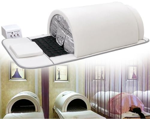 KJZQXYX Cúpula de Sauna infrarroja, Manta de Vapor para Sauna doméstica, Sauna Profesional con Controlador de 3 Zonas Body Shaper con Control Remoto (White)