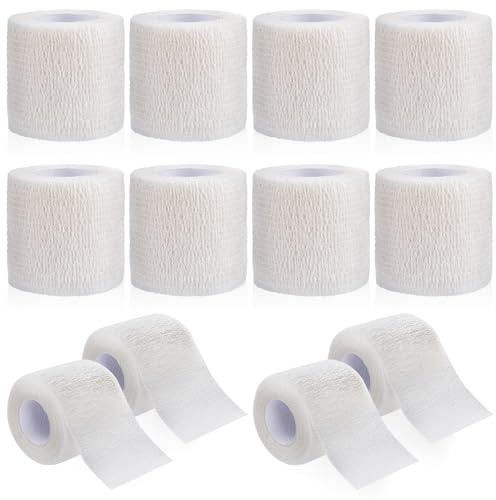 Muyohix 12 Rollos Venda Elástica Autoadhesiva, Venda Cohesiva 5cm x 4,5m, Deportiva Tape, Venda Cinta, Bendaje Adhesiva para Primeros Auxilios Deportes, Muñeca Pies Hinchazón (Blanco)