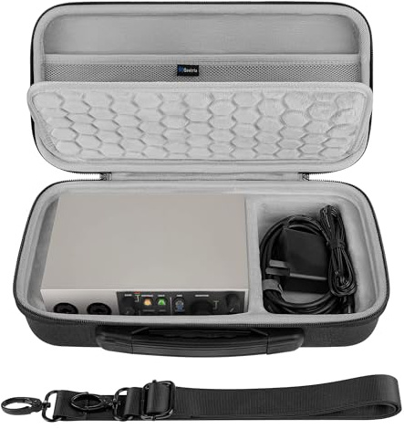 Geekria Tragetasche für Audio-Interfaces, Hartschalen-Reisetasche, kompatibel mit Universal Audio Volt 2 / Volt 1 / Volt 176 (Dunkelgrau)