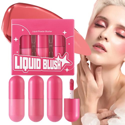 Blush Liquid, Liquid Blush Set | Rubor de crema,Color mezcla Ligero ligero All Day Highlighter Blusher para maquillaje de ojos y mejillas