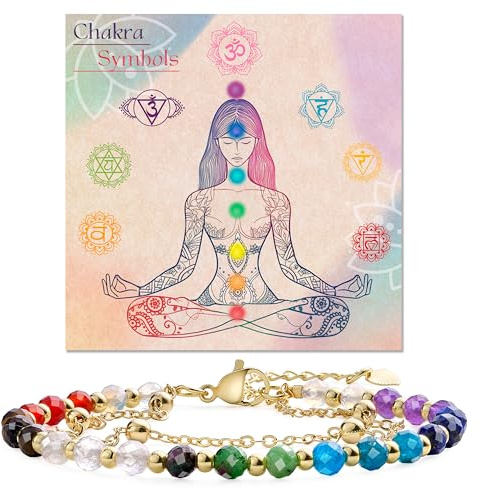 Farfume Chakra Bracciale Pietre Naturali per Donna Perle in Pietra Naturale da 4mm Gemme Lavorate a Mano Gioielli Ideale Regalo